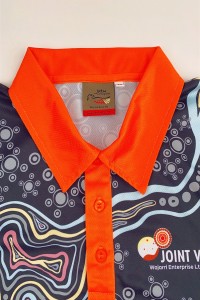 Customized Whole Dye Sublimation Polo Shirt Design Contrasting Collar Chest Patch 3 Buttons Short Sleeves Dye Sublimation Garment Factory 100%Polyester P1427 side view
